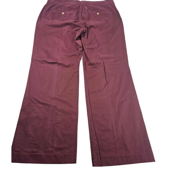 TOMMY HILFIGER Maroon Pleated Front Wide Leg Khaki Crop Ankle Pants Size 16 * - Picture 1 of 5